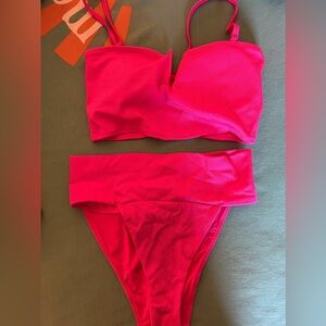 aerie shine pique bikini set